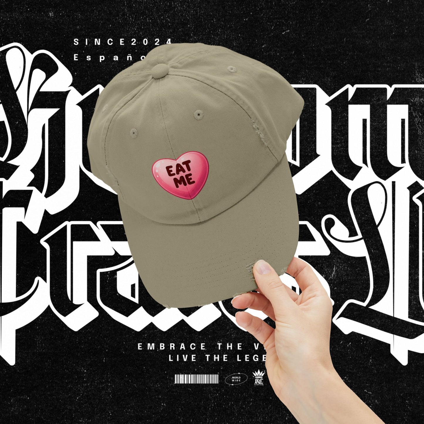 Eat Me Distressed Cap - Fun Accessory for All, Playful Style, Casual Wear, Gift for Friends, Trendy Summer Hat