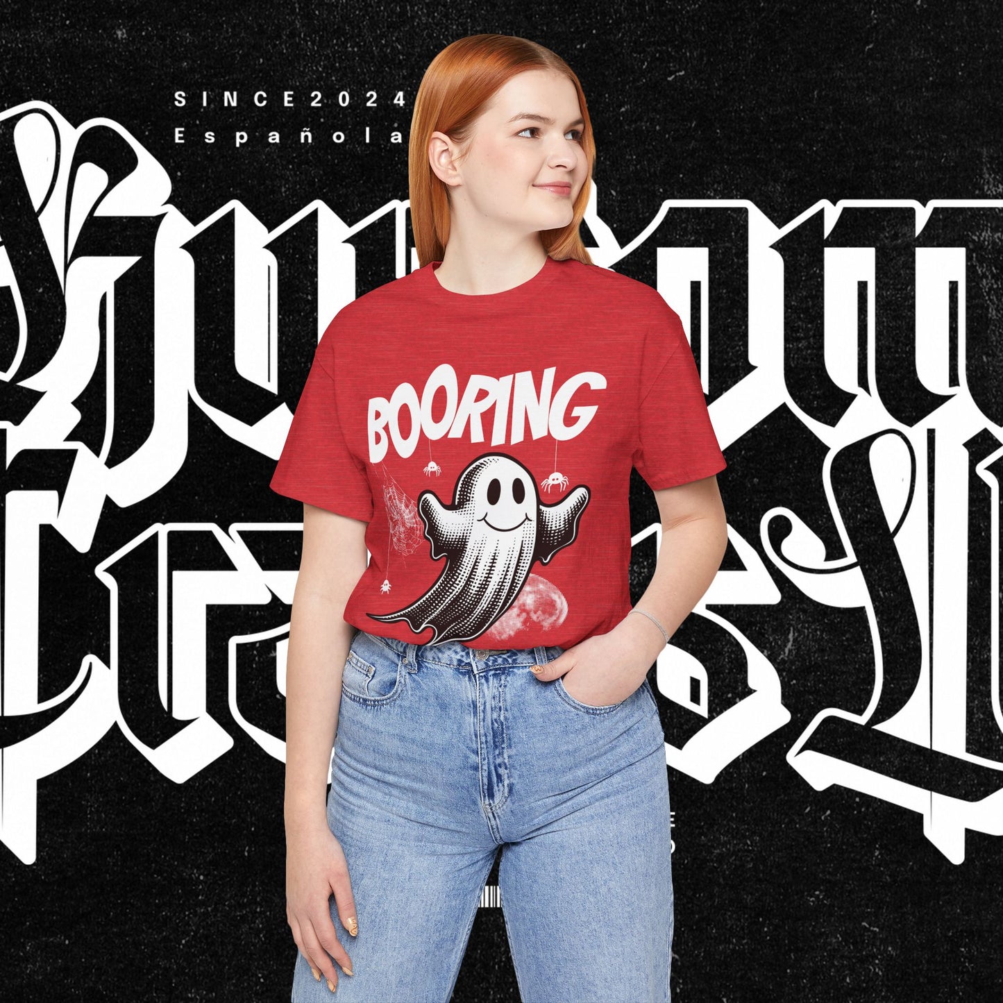 Ghostly Boo-Ring Fun Tee - Spooky Vibes, Perfect for Halloween, Casual Wear, Gift for Ghost Lovers, Graphic Tee, Trendy Outfit