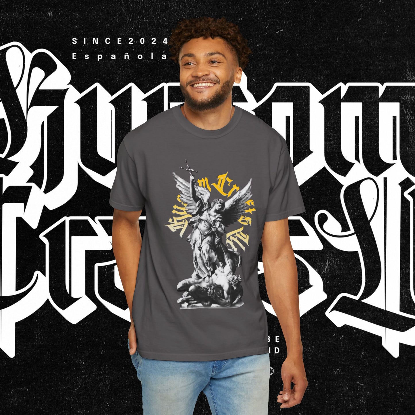 Saint Micheal Vintage-Inspired Graphic T-Shirt featuring Angel Design, Perfect for Casual Wear, Gift for Art Lovers, Streetwear Essential, Unisex Tee