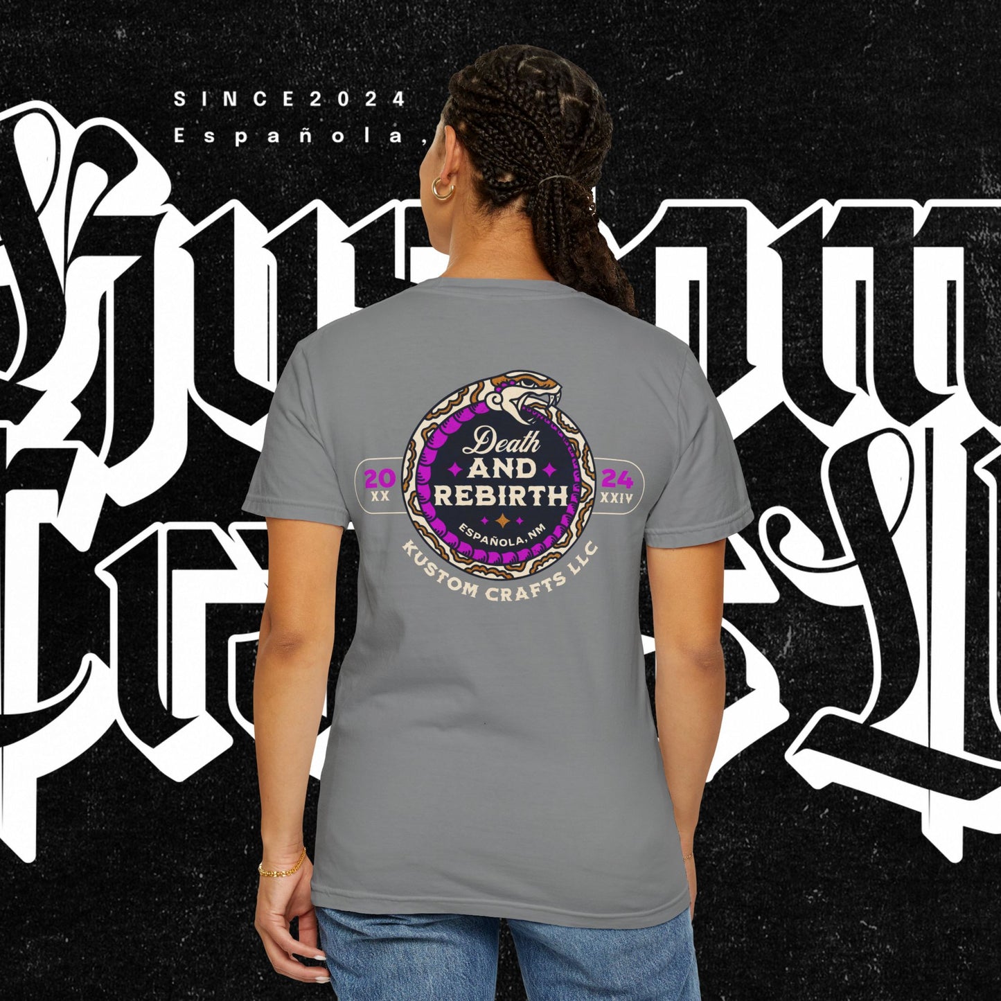 Death and Rebirth Bright Purple/Pink Snake Graphic Tee, Death Rebirth Unisex T-shirt, Streetwear Alternative Fashion, Serpent Design Shirt, Edgy Clothing