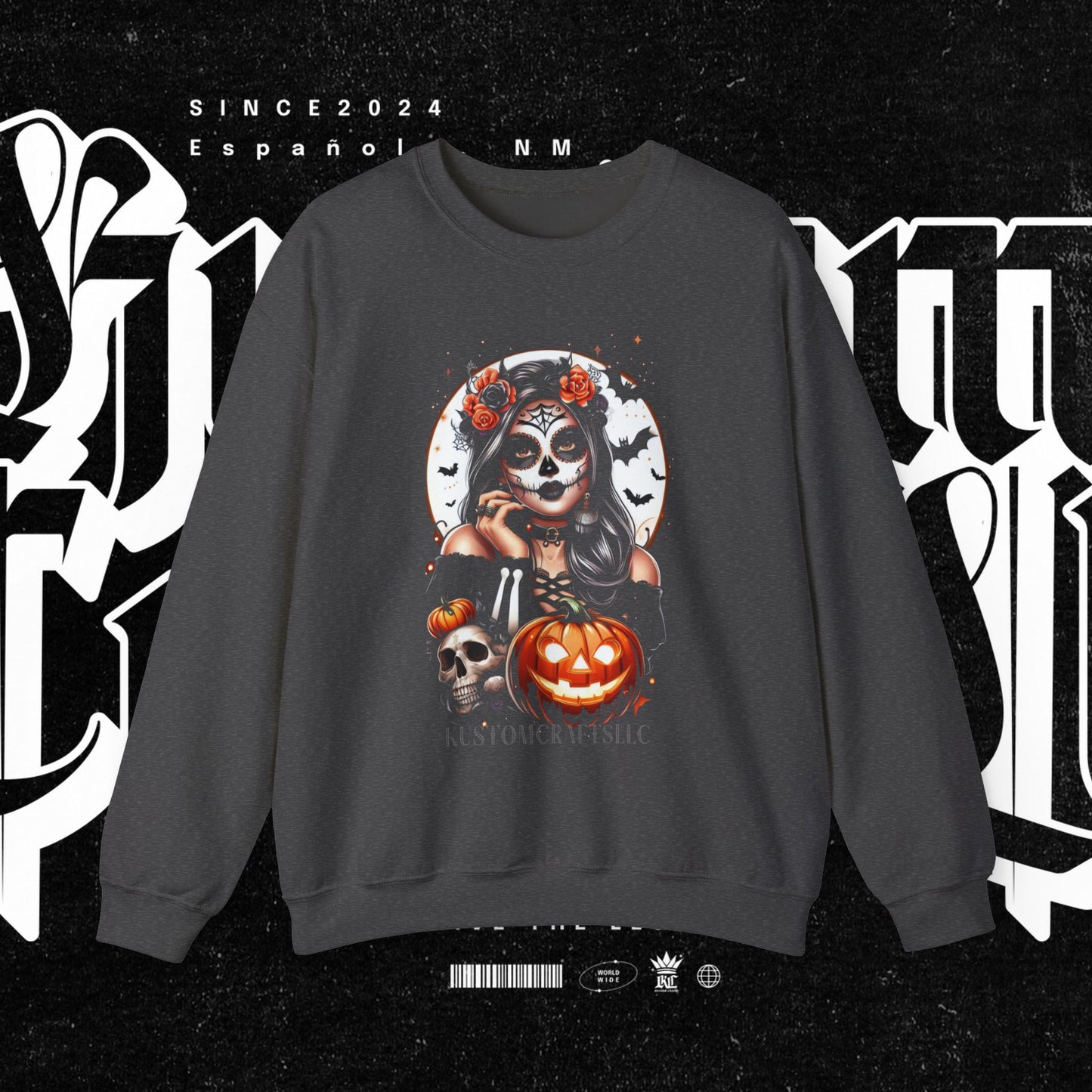 Halloween Vibes Crewneck Sweatshirt, Spooky Sweatshirt, Skull Sweatshirt, Pumpkin Sweatshirt, Autumn Style, Unisex Gift