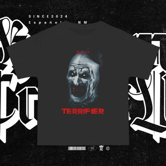 Terrifier Horror-Themed T-Shirt, Short-Sleeve Graphic Tee for Fans, Halloween Costume, Scary Movie Merch, Unisex Casual Wear