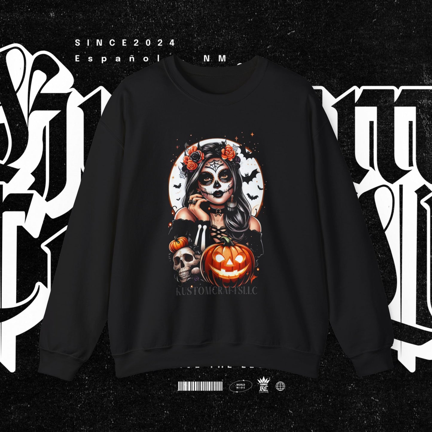 Halloween Vibes Crewneck Sweatshirt, Spooky Sweatshirt, Skull Sweatshirt, Pumpkin Sweatshirt, Autumn Style, Unisex Gift
