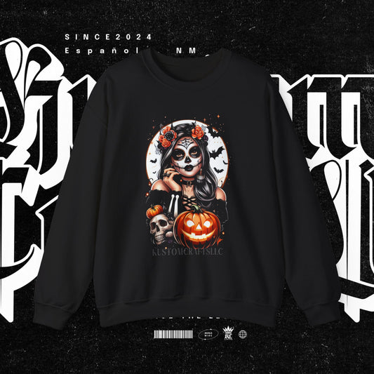 Halloween Vibes Crewneck Sweatshirt, Spooky Sweatshirt, Skull Sweatshirt, Pumpkin Sweatshirt, Autumn Style, Unisex Gift
