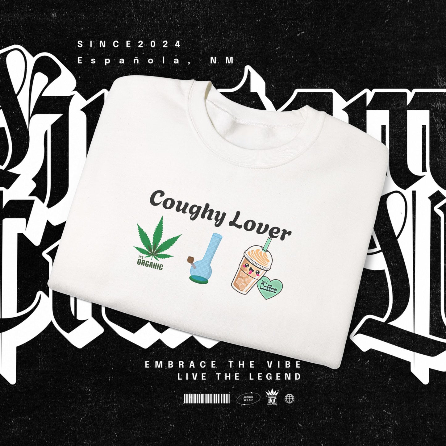 Coughy Lover Crewneck Sweatshirt | Cozy Pullover for Cannabis Enthusiasts, Gift for Holidays, Casual Wear, Trendy Sweatshirt