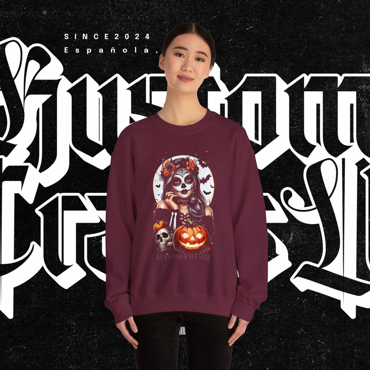 Halloween Vibes Crewneck Sweatshirt, Spooky Sweatshirt, Skull Sweatshirt, Pumpkin Sweatshirt, Autumn Style, Unisex Gift
