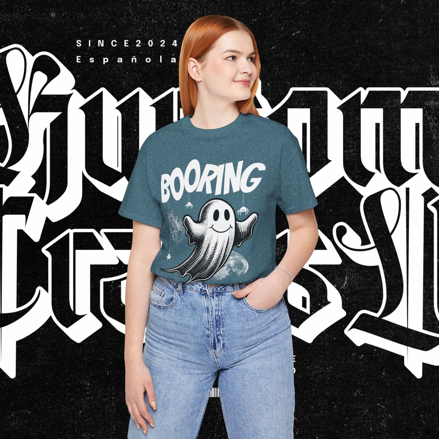 Ghostly Boo-Ring Fun Tee - Spooky Vibes, Perfect for Halloween, Casual Wear, Gift for Ghost Lovers, Graphic Tee, Trendy Outfit