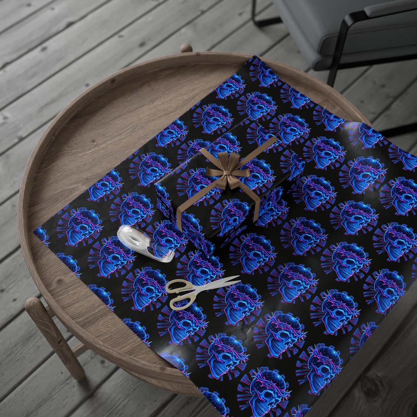 Wrapping Papers Crown of Thorns Skull Neon Design