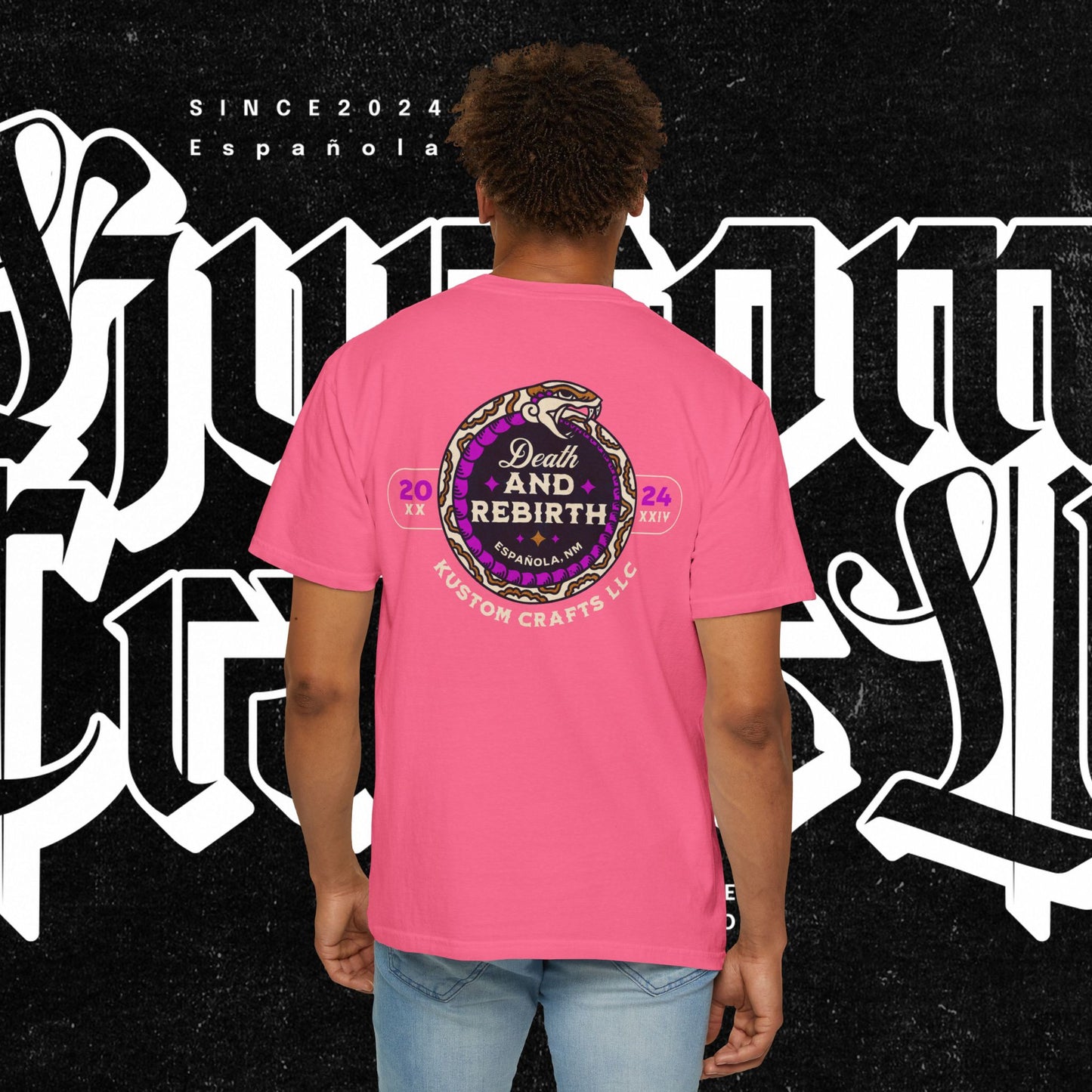 Death and Rebirth Bright Purple/Pink Snake Graphic Tee, Death Rebirth Unisex T-shirt, Streetwear Alternative Fashion, Serpent Design Shirt, Edgy Clothing