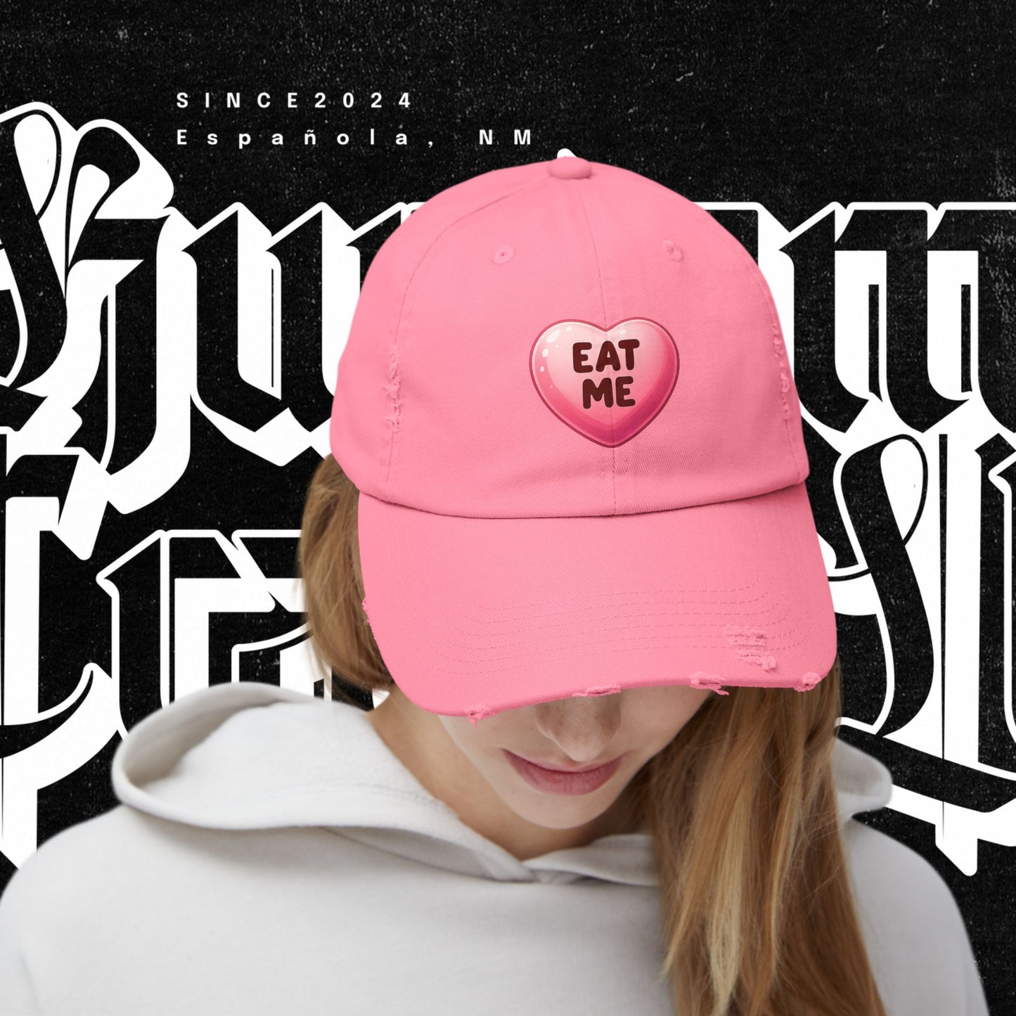 Eat Me Distressed Cap - Fun Accessory for All, Playful Style, Casual Wear, Gift for Friends, Trendy Summer Hat