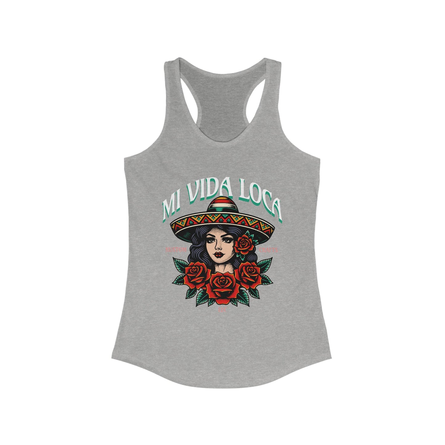 Mi Vida Loca Mexican Heritage Racerback Tank, Women's Festival Shirt, Boho Summer Top, Ideal for Cinco de Mayo and Music Festivals, Cultural Pride [...]