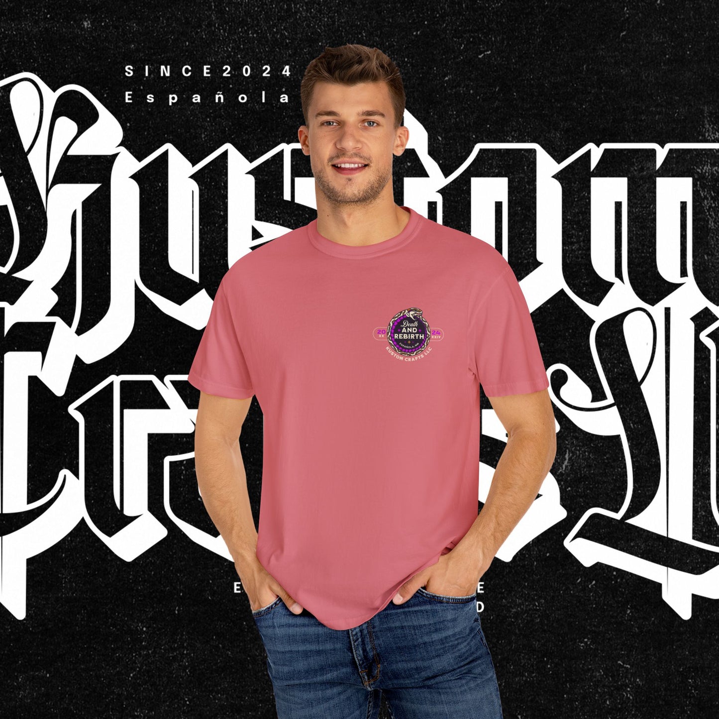 Death and Rebirth Bright Purple/Pink Snake Graphic Tee, Death Rebirth Unisex T-shirt, Streetwear Alternative Fashion, Serpent Design Shirt, Edgy Clothing
