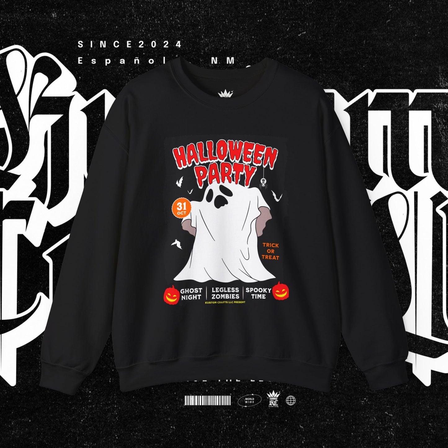 Halloween Party Sweatshirt, Spooky Season Apparel, Ghost Design Crewneck, Unisex Halloween Gift, Cozy Fall Fashion