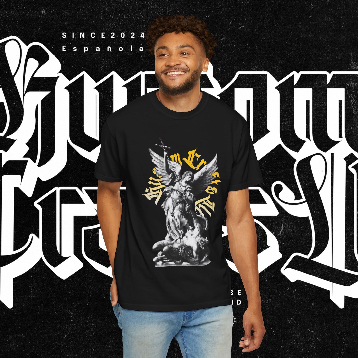 Saint Micheal Vintage-Inspired Graphic T-Shirt featuring Angel Design, Perfect for Casual Wear, Gift for Art Lovers, Streetwear Essential, Unisex Tee