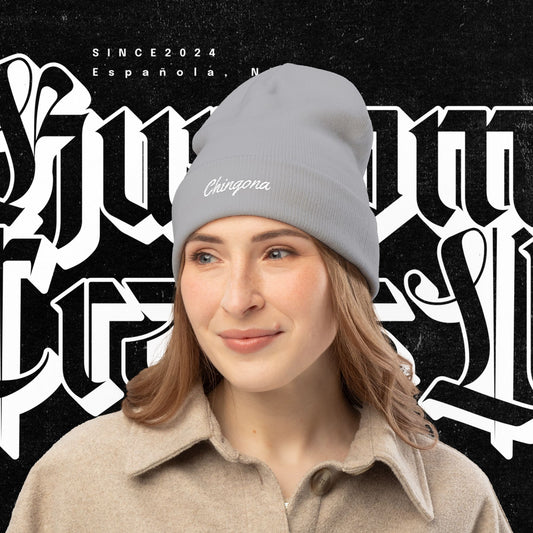 Chingona EMBROIDERED Knit Beanie, Warm Winter Hat, Chingona Embroidered Beanie, Gift for Her, Trendy Accessories
