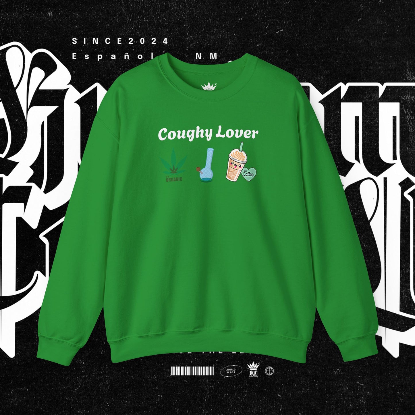 Coughy Lover Crewneck Sweatshirt | Cozy Pullover for Cannabis Enthusiasts, Gift for Holidays, Casual Wear, Trendy Sweatshirt