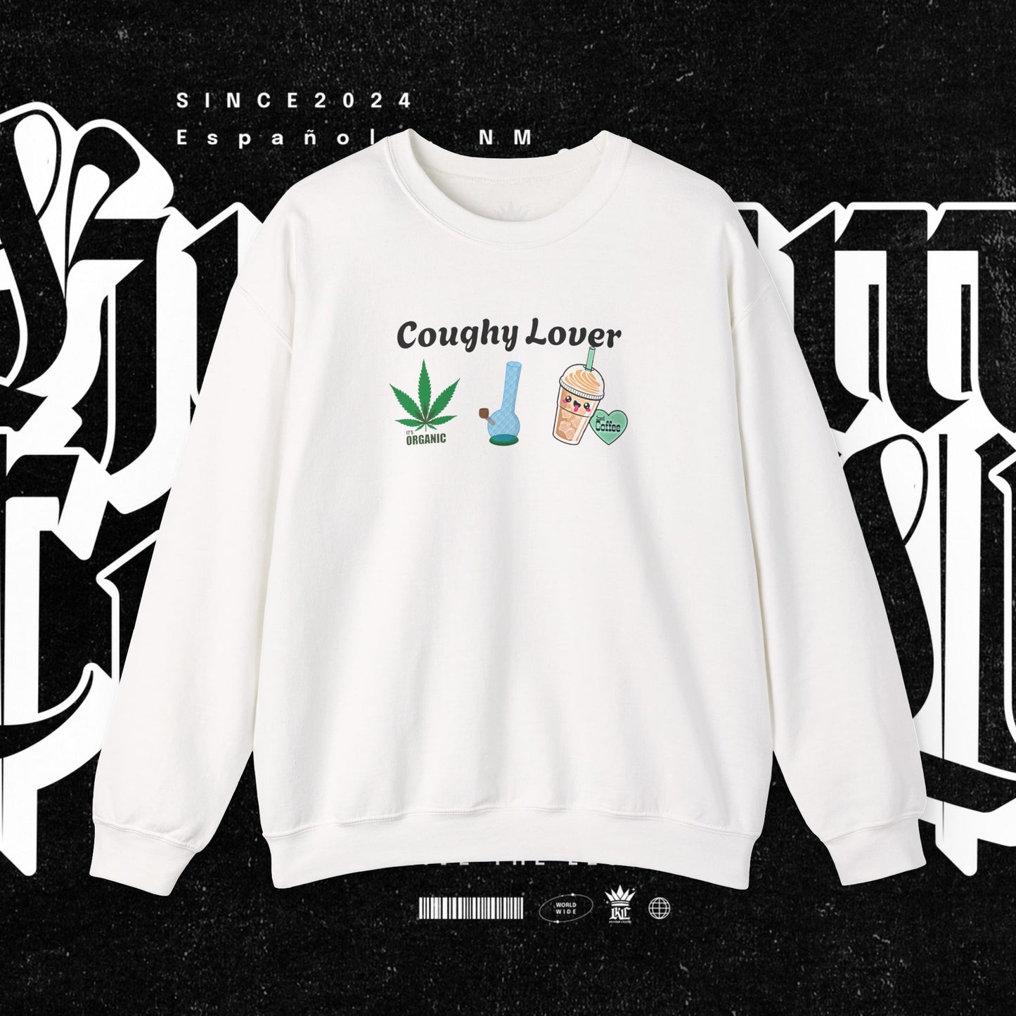 Coughy Lover Crewneck Sweatshirt | Cozy Pullover for Cannabis Enthusiasts, Gift for Holidays, Casual Wear, Trendy Sweatshirt
