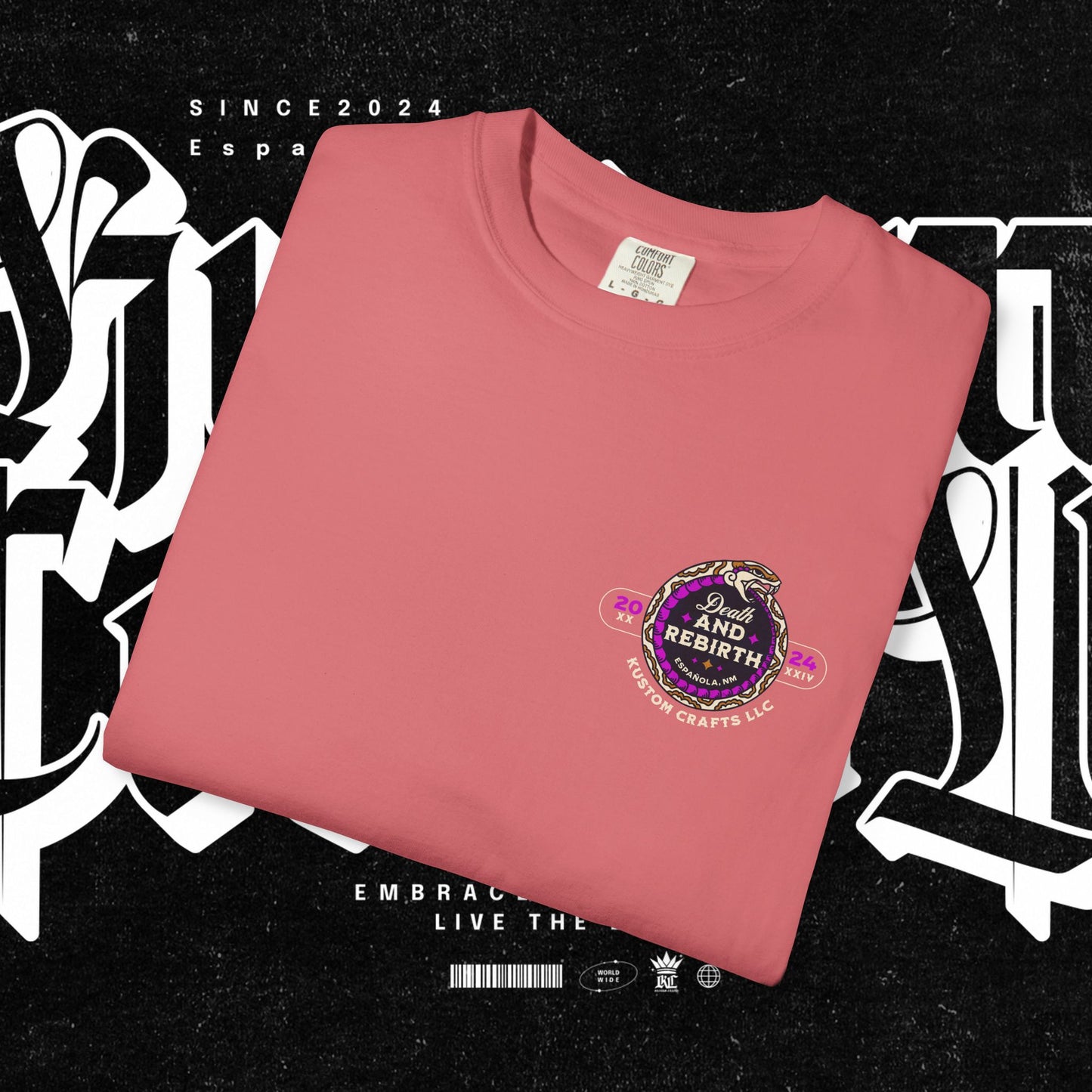 Death and Rebirth Bright Purple/Pink Snake Graphic Tee, Death Rebirth Unisex T-shirt, Streetwear Alternative Fashion, Serpent Design Shirt, Edgy Clothing