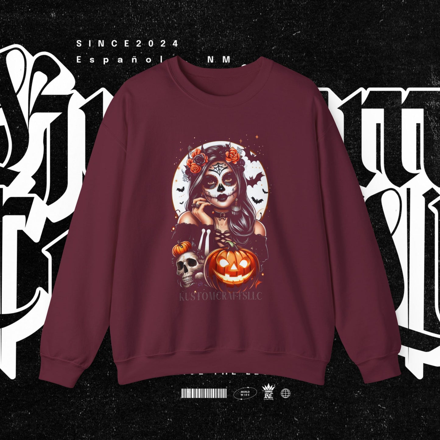Halloween Vibes Crewneck Sweatshirt, Spooky Sweatshirt, Skull Sweatshirt, Pumpkin Sweatshirt, Autumn Style, Unisex Gift