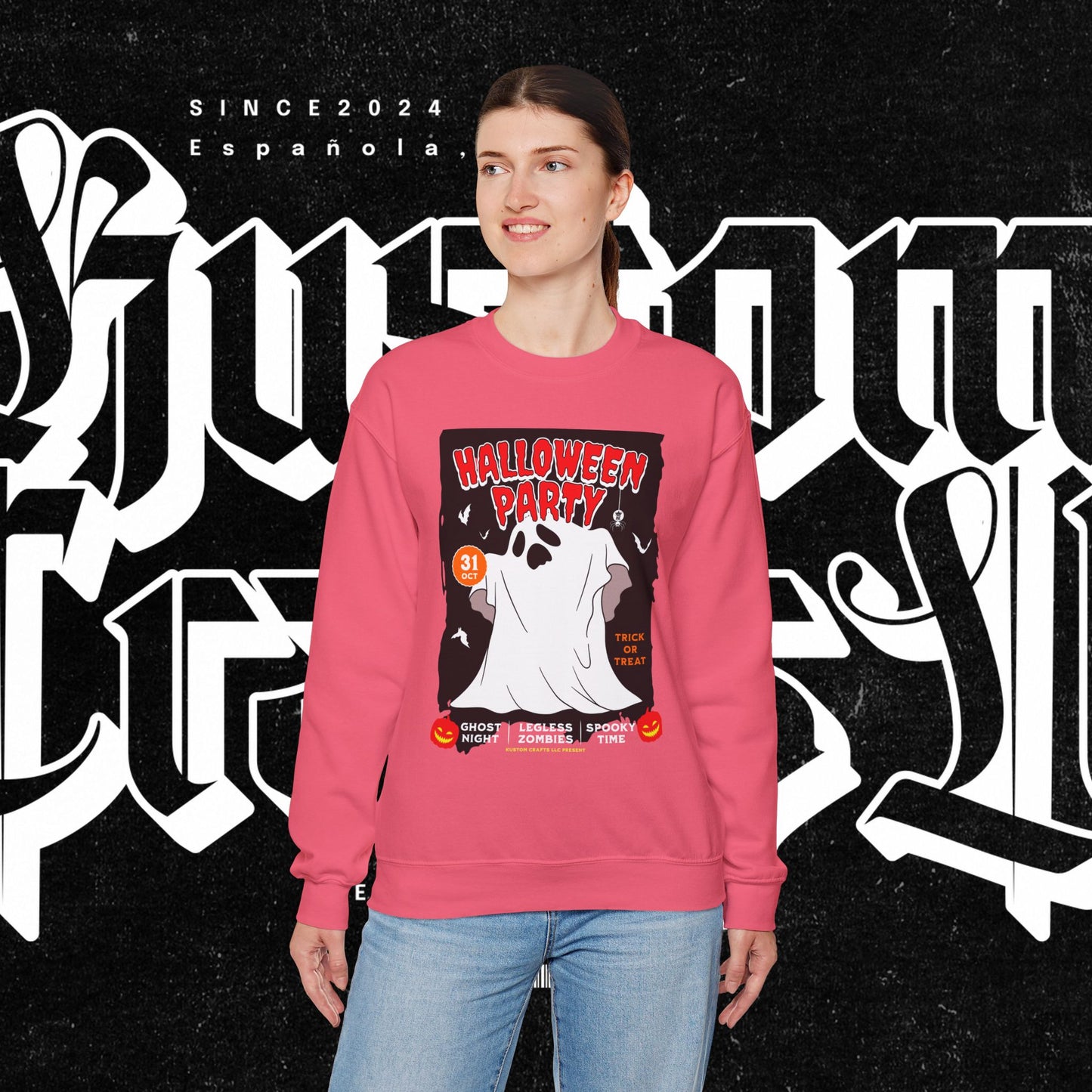 Halloween Party Sweatshirt, Spooky Season Apparel, Ghost Design Crewneck, Unisex Halloween Gift, Cozy Fall Fashion