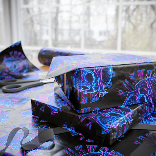 Wrapping Papers Crown of Thorns Skull Neon Design