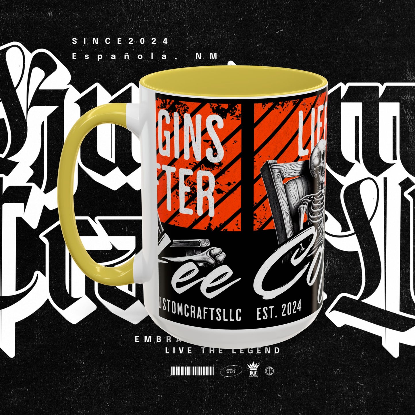 Life Begins After Coffee. Coffee Mugs, Life Begins After Coffee Mug, Unique Ceramic Cups, Skeletal Art Design, Gift for Coffee Lovers