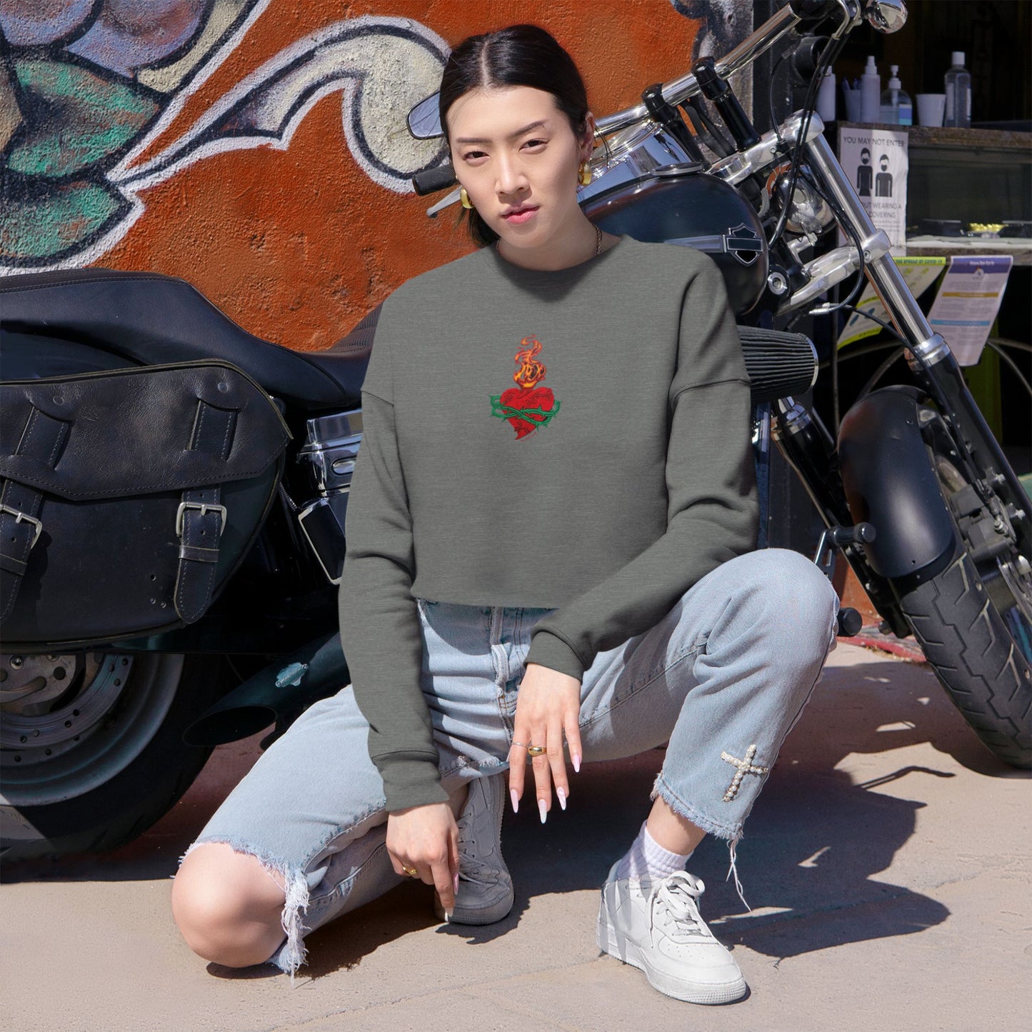Sacred Heart Cropped Sweatshirt