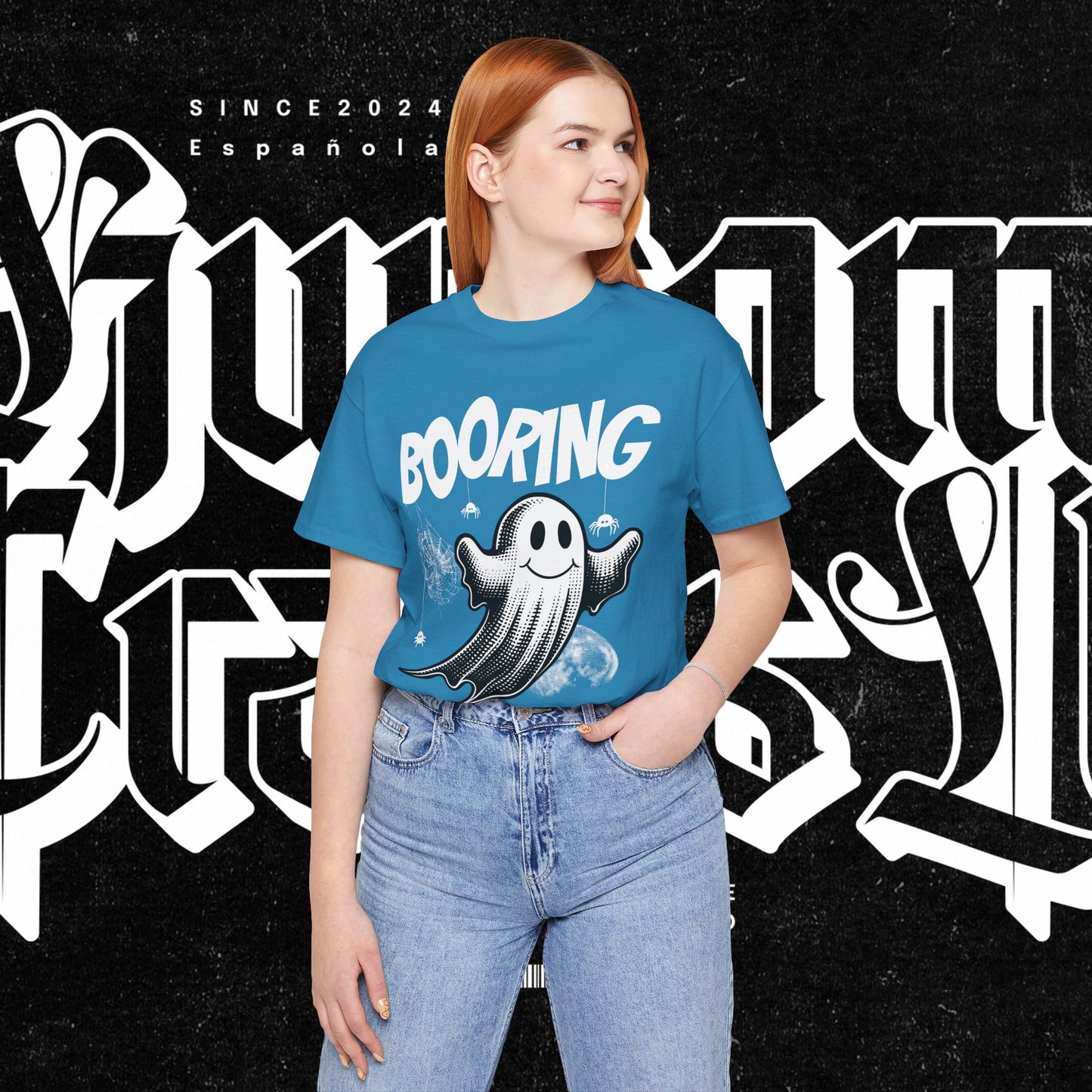 Ghostly Boo-Ring Fun Tee - Spooky Vibes, Perfect for Halloween, Casual Wear, Gift for Ghost Lovers, Graphic Tee, Trendy Outfit
