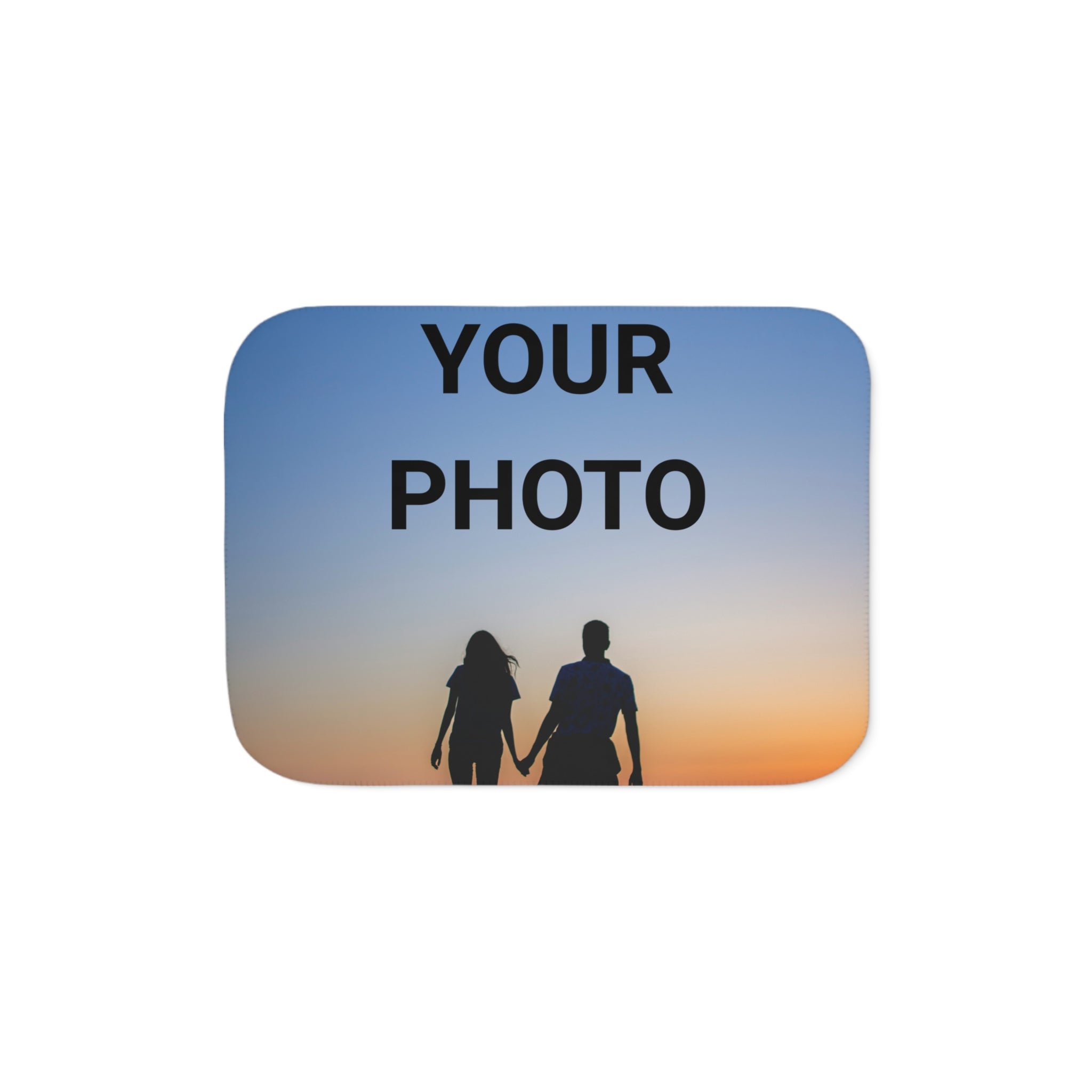 Personalized Photo Sherpa Blanket — Cozy Throw for Couples & Gifts