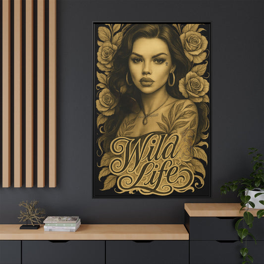 Wild Life Matte Canvas Wall Art, Framed Bohemian Decor, Vintage Style Bedroom Art, Unique Gift for Her, Housewarming Decoration
