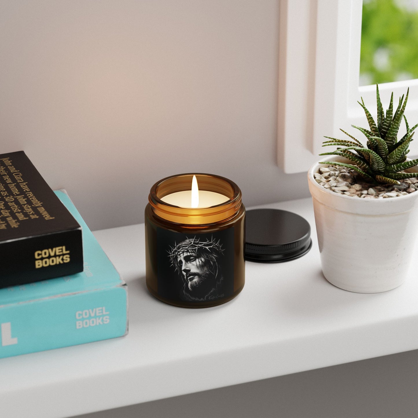 Amber Jesus Candle