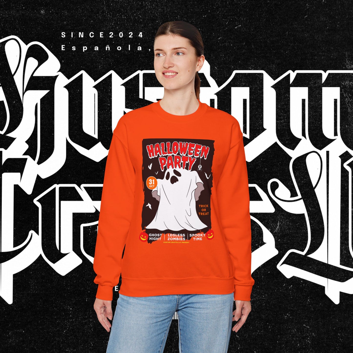 Halloween Party Sweatshirt, Spooky Season Apparel, Ghost Design Crewneck, Unisex Halloween Gift, Cozy Fall Fashion