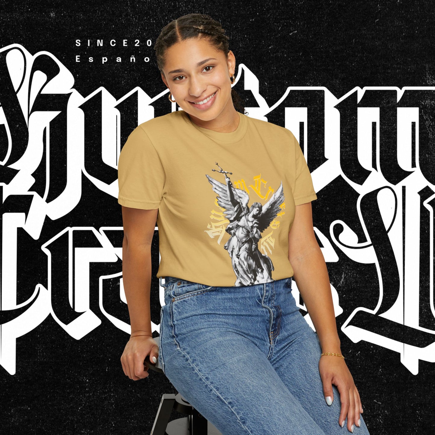 Saint Micheal Vintage-Inspired Graphic T-Shirt featuring Angel Design, Perfect for Casual Wear, Gift for Art Lovers, Streetwear Essential, Unisex Tee