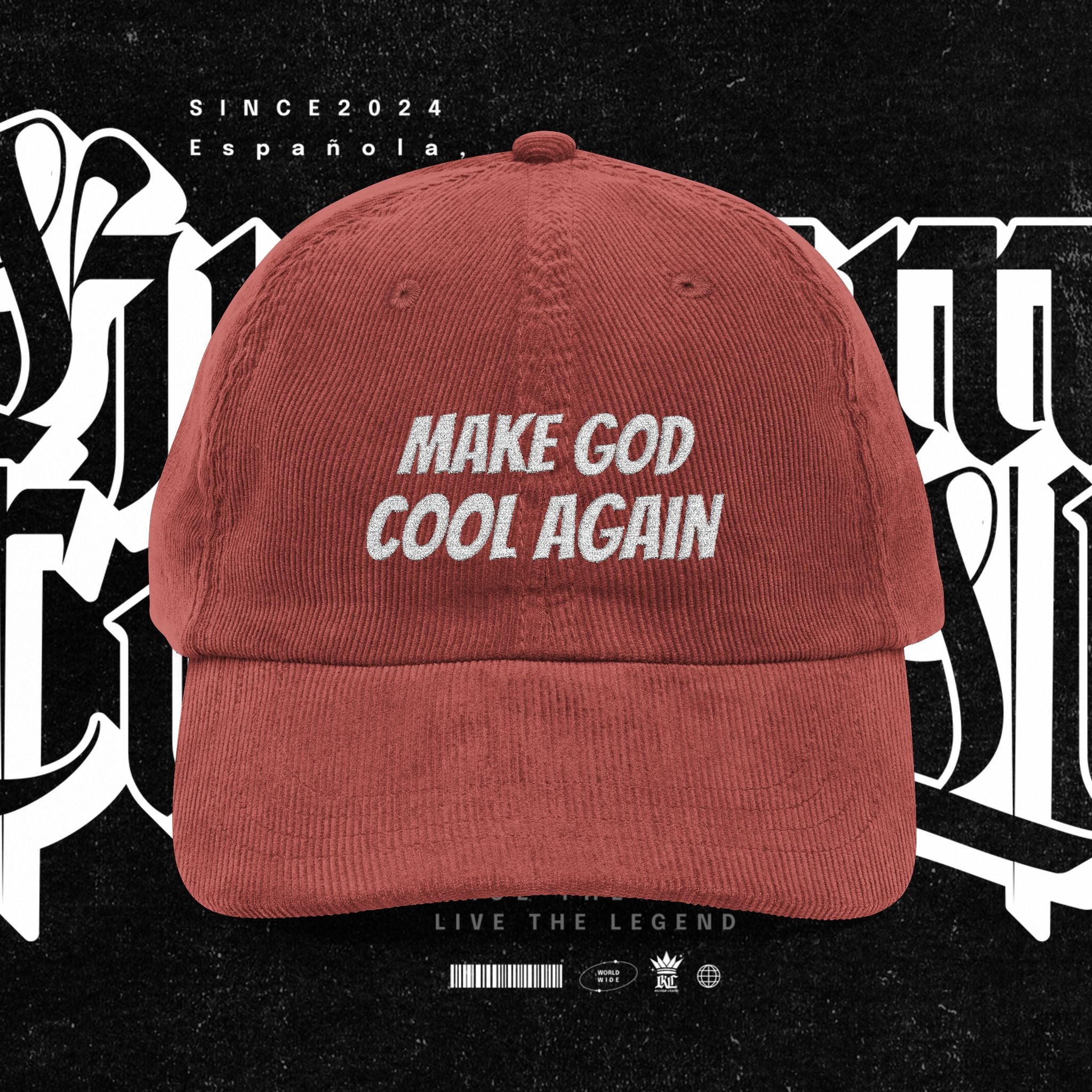 Make God Cool Again Vintage Corduroy Embroidery Cap