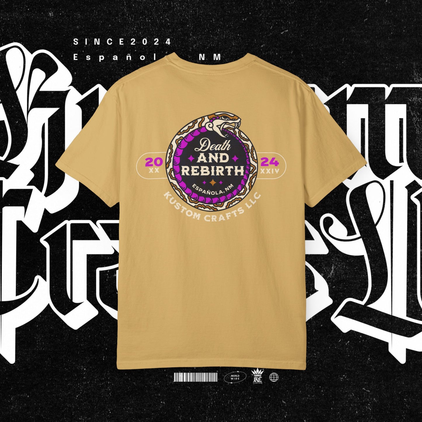 Death and Rebirth Bright Purple/Pink Snake Graphic Tee, Death Rebirth Unisex T-shirt, Streetwear Alternative Fashion, Serpent Design Shirt, Edgy Clothing