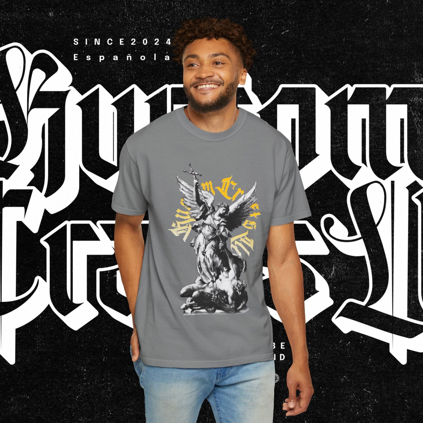 Saint Micheal Vintage-Inspired Graphic T-Shirt featuring Angel Design, Perfect for Casual Wear, Gift for Art Lovers, Streetwear Essential, Unisex Tee