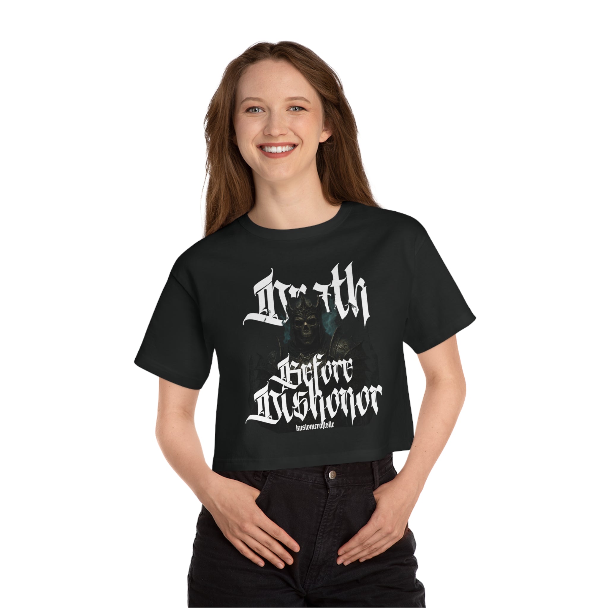 Death Before Dishonor Cropped T-Shirt — Champion Women's Heritage Gym Tee