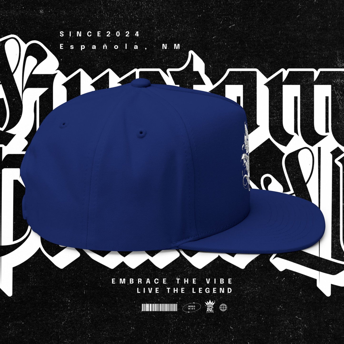 Embroidered Flat Bill Cap - Love Life Graffiti Style Hat