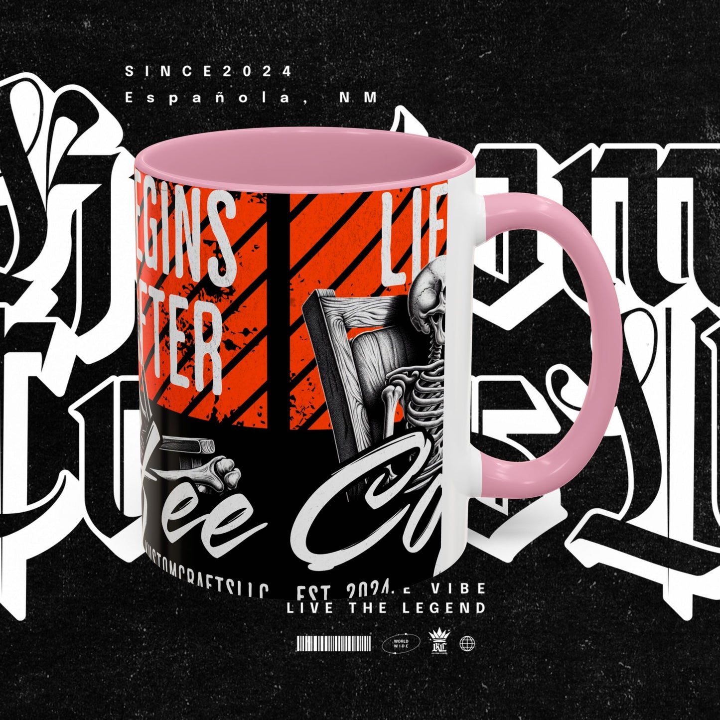 Life Begins After Coffee. Coffee Mugs, Life Begins After Coffee Mug, Unique Ceramic Cups, Skeletal Art Design, Gift for Coffee Lovers