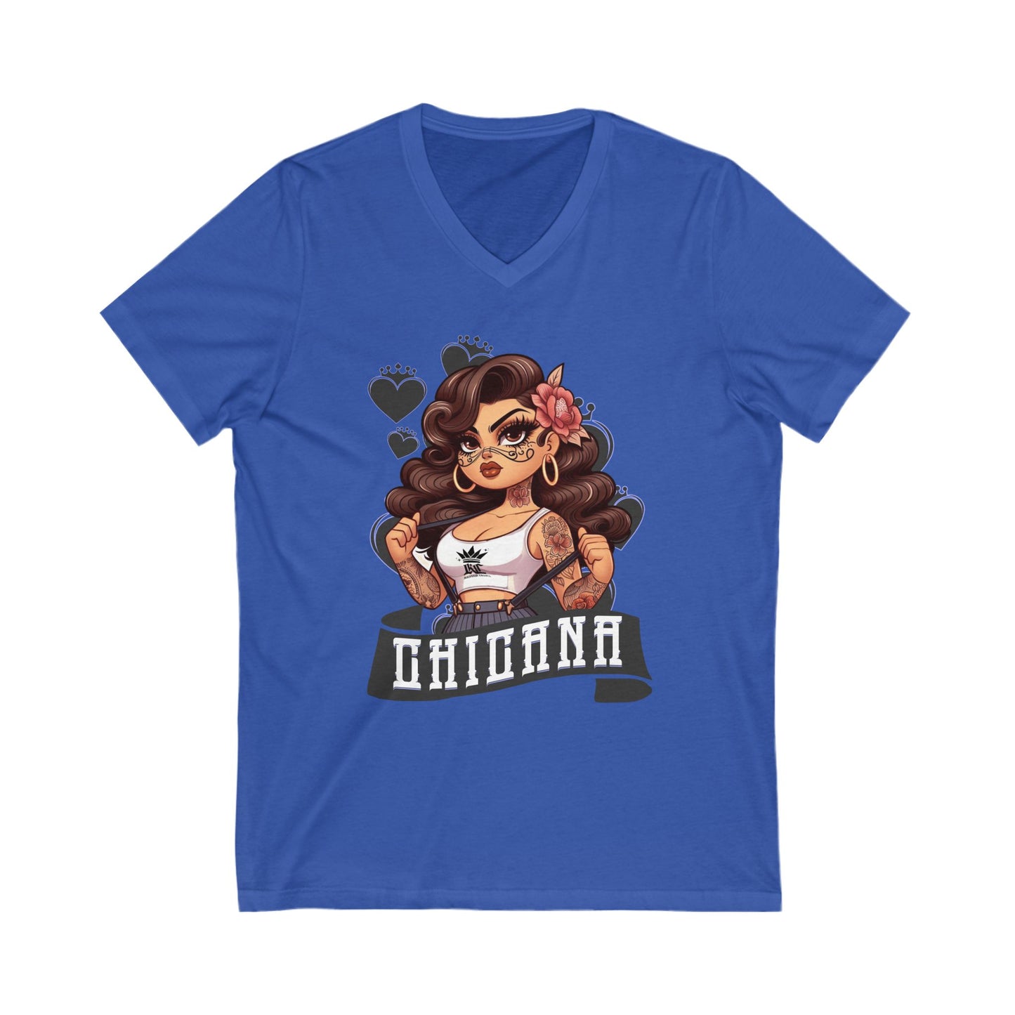Chicana Inspired V-Neck Tee, Unisex Graphic T-shirt, Casual Wear, Empowerment Shirt, Gift for Her, Fashion Statement Top