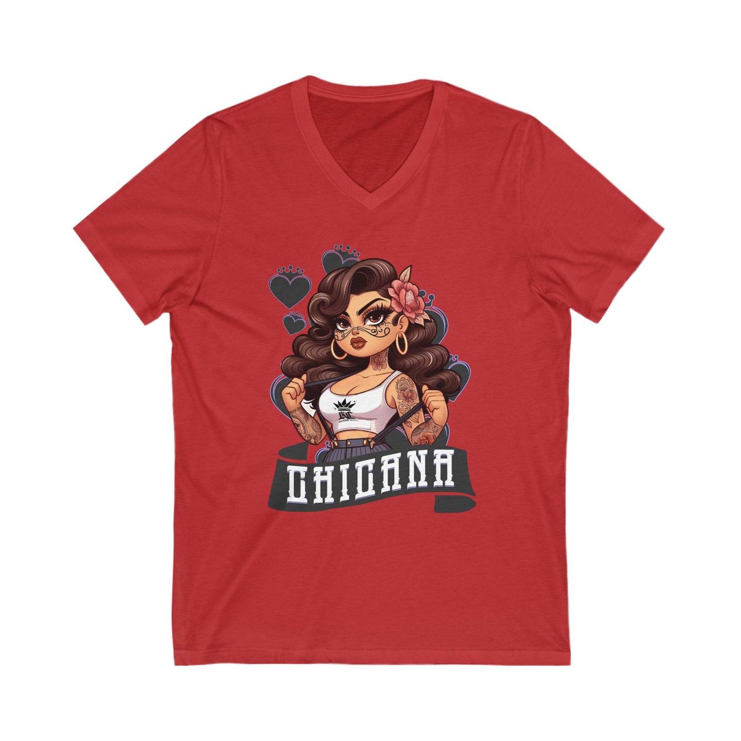 Chicana Inspired V-Neck Tee, Unisex Graphic T-shirt, Casual Wear, Empowerment Shirt, Gift for Her, Fashion Statement Top