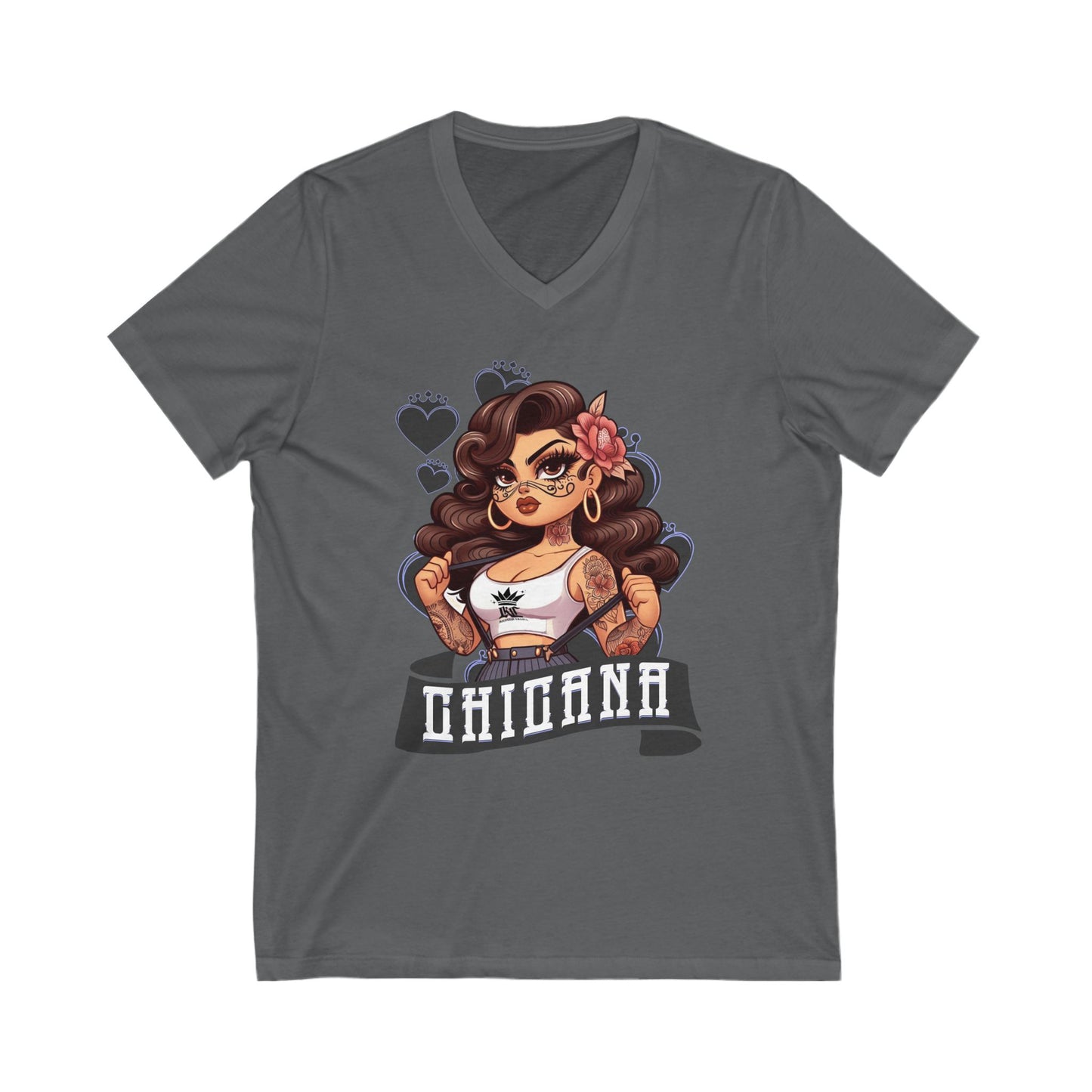 Chicana Inspired V-Neck Tee, Unisex Graphic T-shirt, Casual Wear, Empowerment Shirt, Gift for Her, Fashion Statement Top