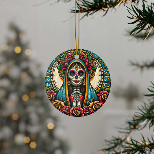 Ceramic Ornaments - Dia de los Muertos Virgin Mary Themed