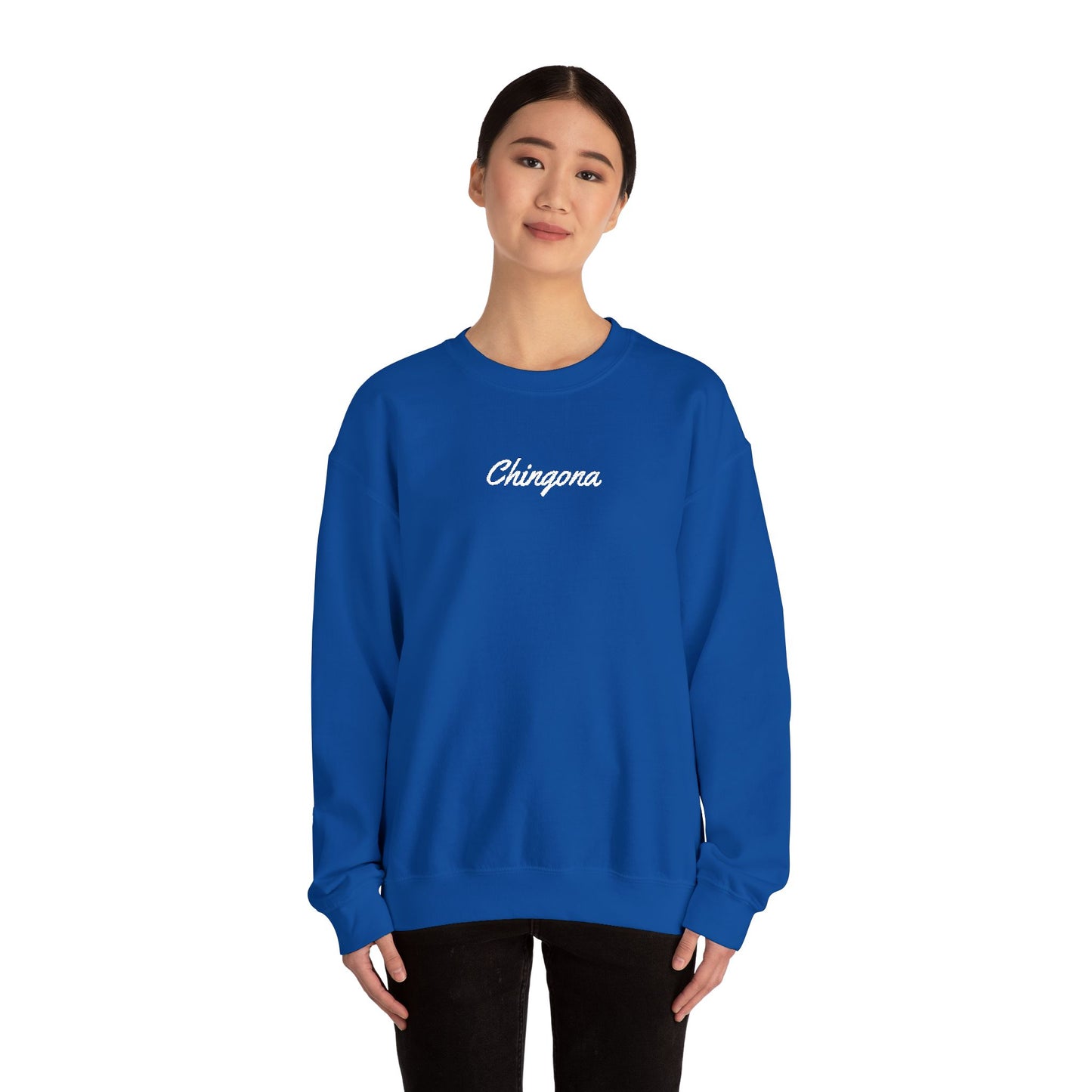 Chingona Embroidery  Heavy Blend Crewneck Sweatshirt