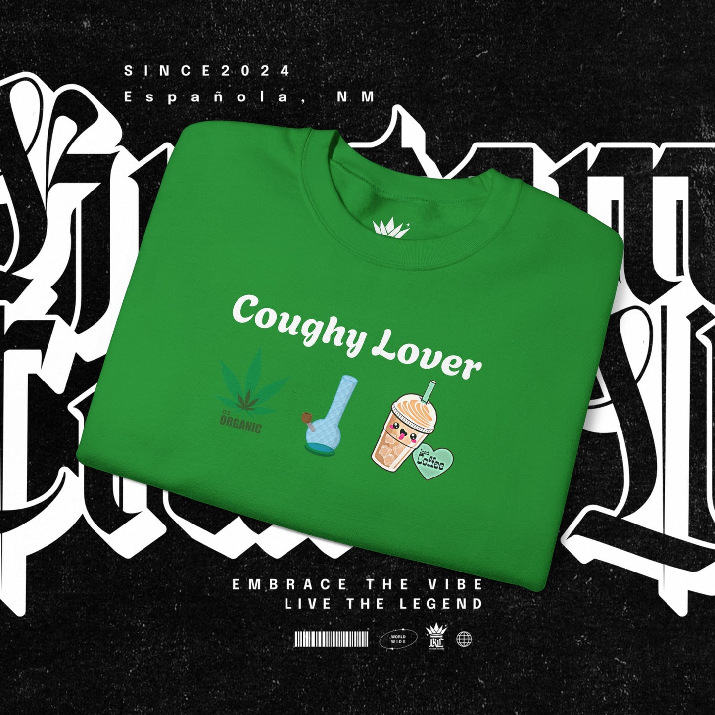 Coughy Lover Crewneck Sweatshirt | Cozy Pullover for Cannabis Enthusiasts, Gift for Holidays, Casual Wear, Trendy Sweatshirt