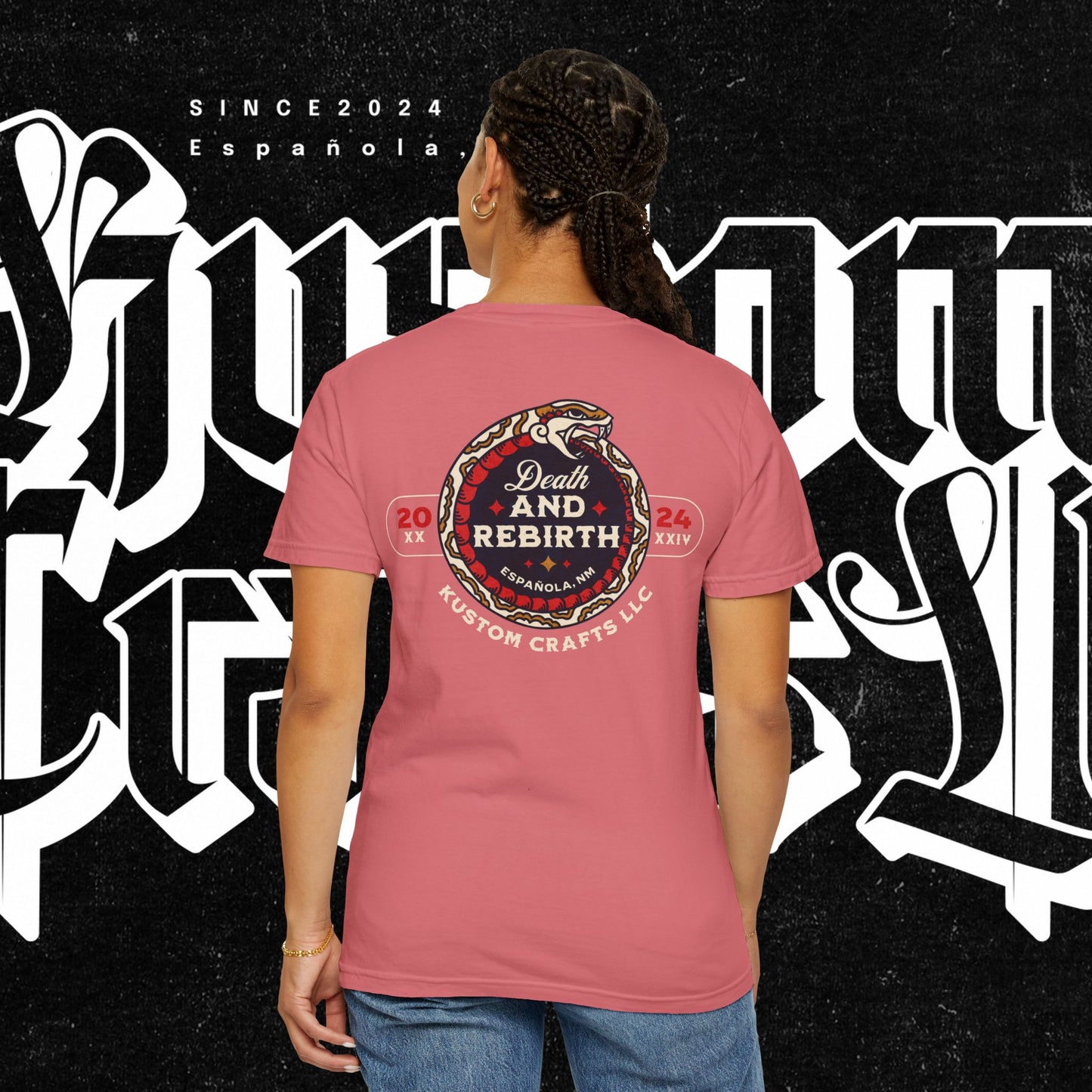 Death and Rebirth Red Snake Graphic Tee, Death Rebirth Unisex T-shirt, Streetwear Alternative Fashion, Serpent Design Shirt, Edgy Clothing