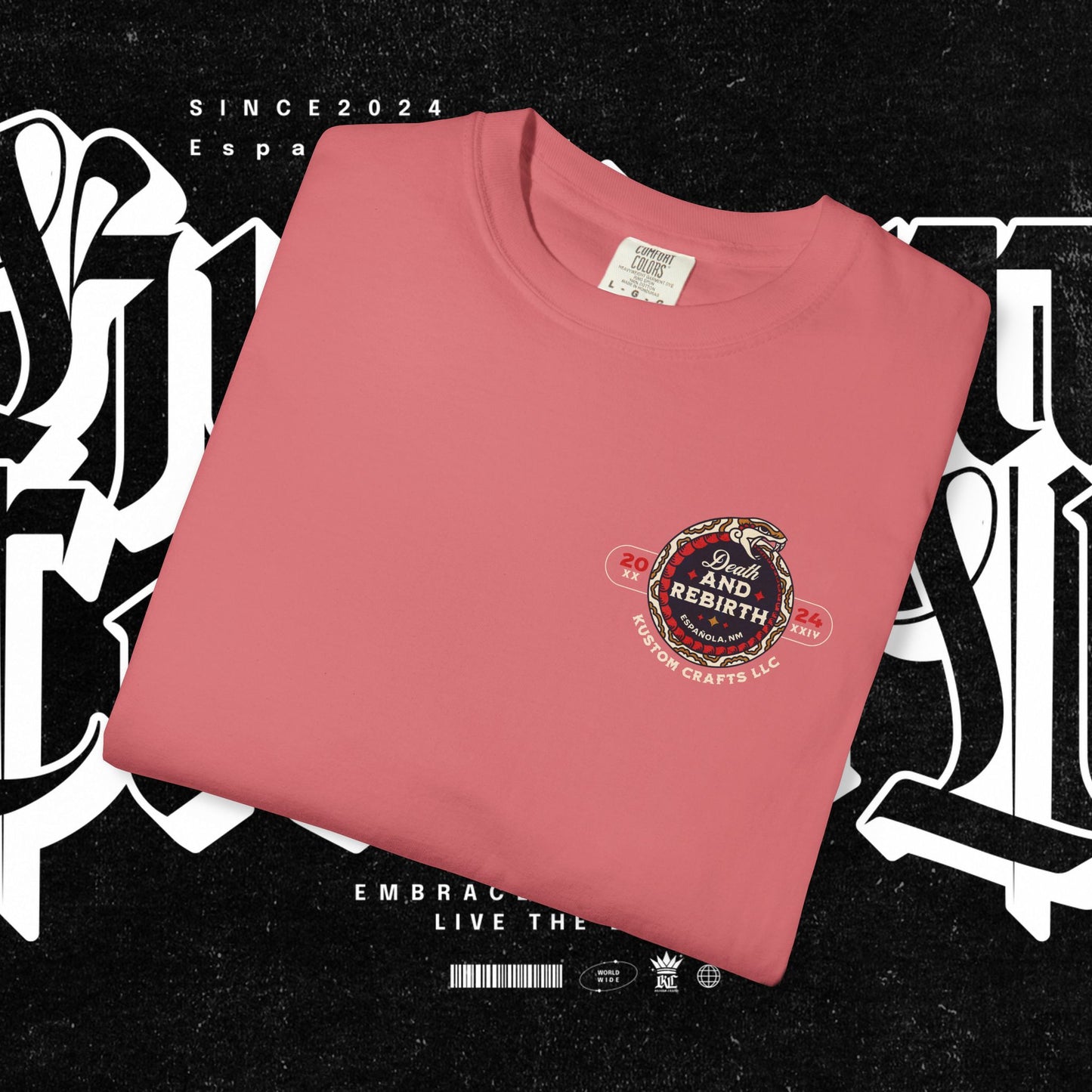 Death and Rebirth Red Snake Graphic Tee, Death Rebirth Unisex T-shirt, Streetwear Alternative Fashion, Serpent Design Shirt, Edgy Clothing