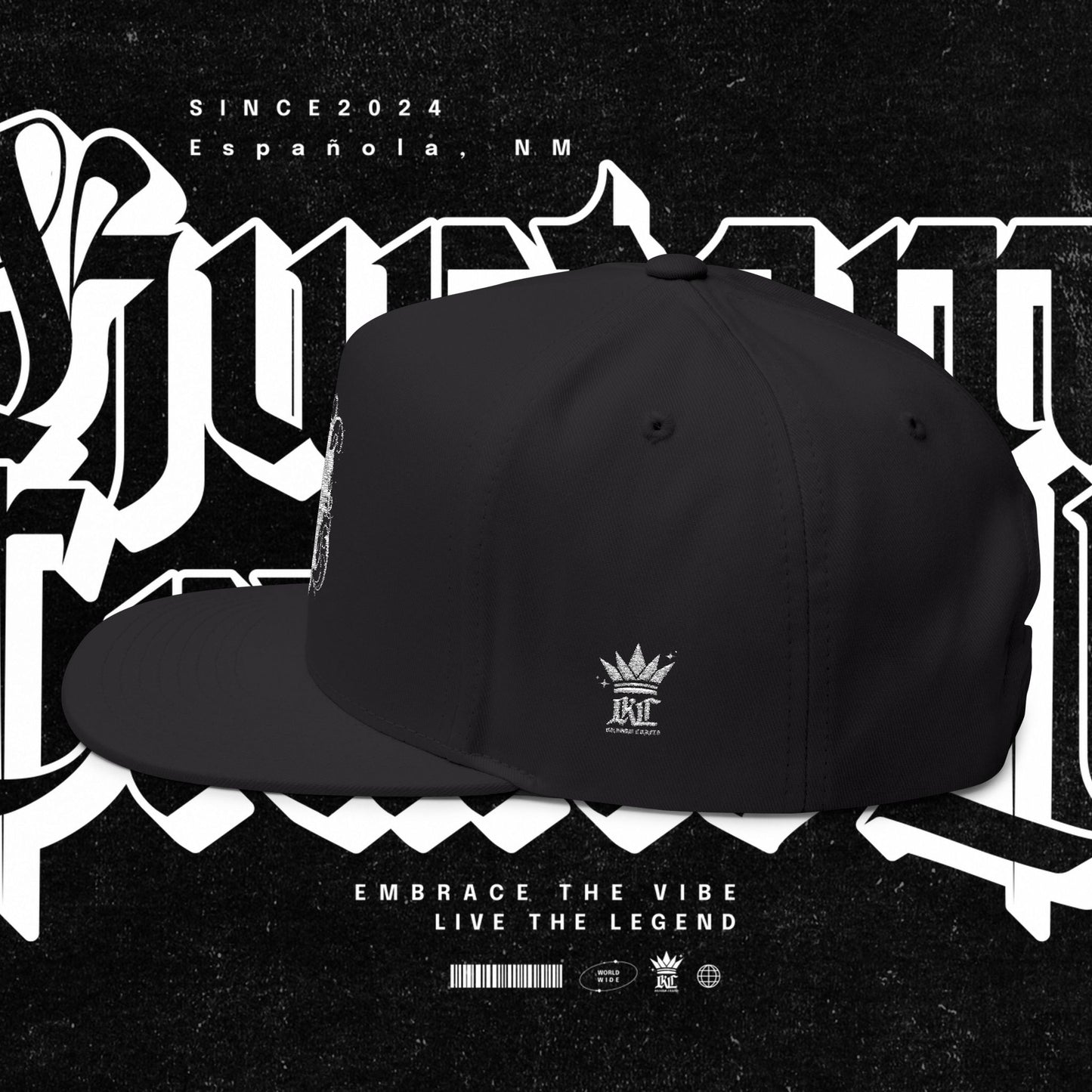 Embroidered Flat Bill Cap - Love Life Graffiti Style Hat