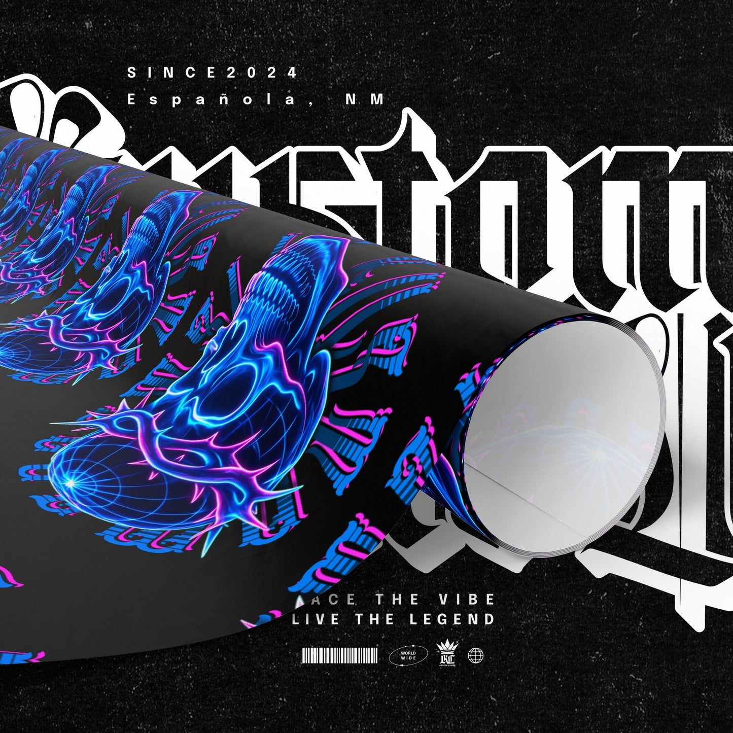 Wrapping Papers Crown of Thorns Skull Neon Design