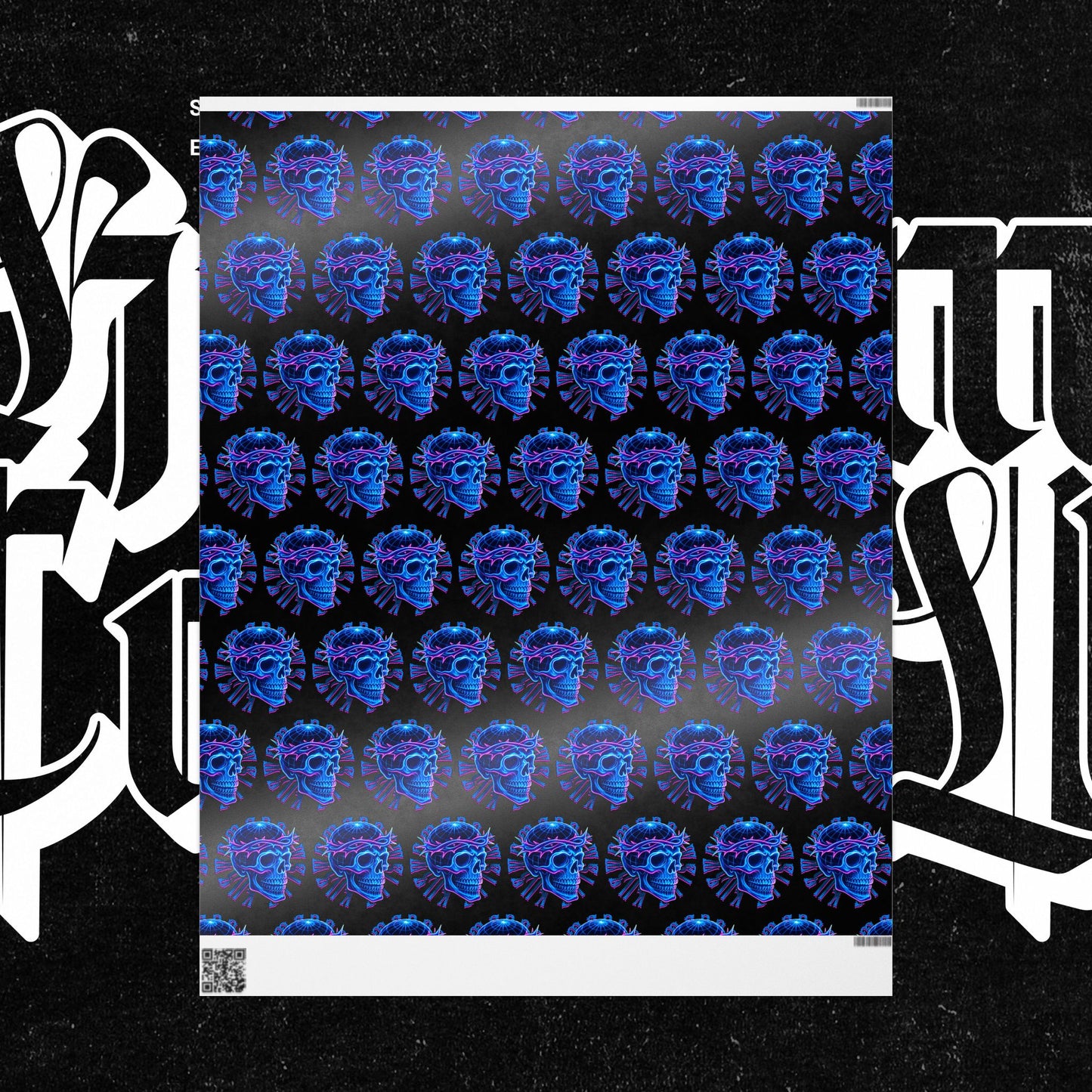 Wrapping Papers Crown of Thorns Skull Neon Design